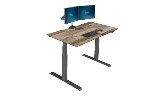 VARIDESK (VARI) Electric Standing Desk, 60x30in, T-Legs, Reclaimed Wood, 400803