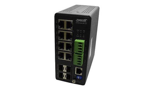 Lantronix SISGM1040-284-LRT Hardened 12-Port Gigabit Switch, 4x SFP, TAA