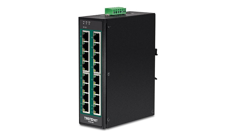TRENDnet TI-PG160 Hardened Switch, 16 x Gigabit PoE+, 240W, IP30, DIN Rail