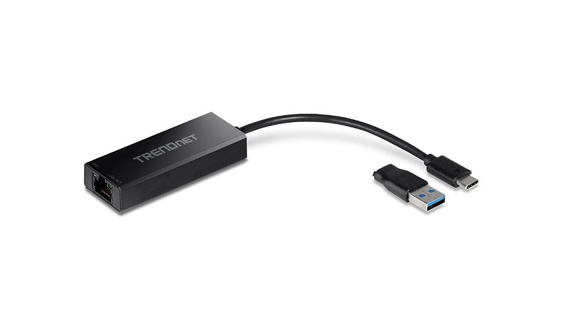 TRENDnet USB-C 3.1 to 2.5GBASE-T Ethernet Adapter with USB-A Converter, NDAA/TAA Compliant, TUC-ET2G