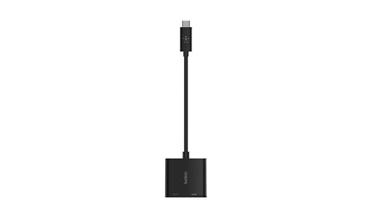Belkin USB-C to HDMI + 60W PD Charge Adapter, 4K, Tethered Cable, Black