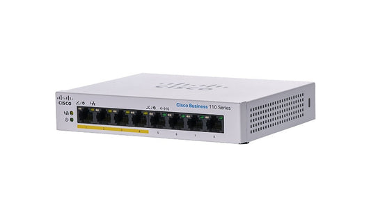 Cisco CBS110-8PP-D-NA 8-Port Gigabit Unmanaged Switch, 4 PoE Ports, 32W