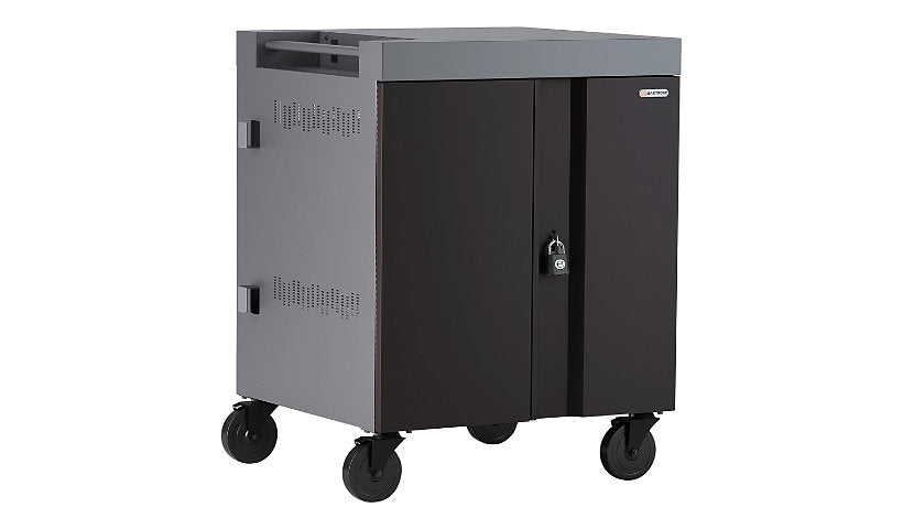Bretford Cube TVC32USBC Pre-Wired Cart, 32 Devices, Plat. Black, CDW32PREWUSBC