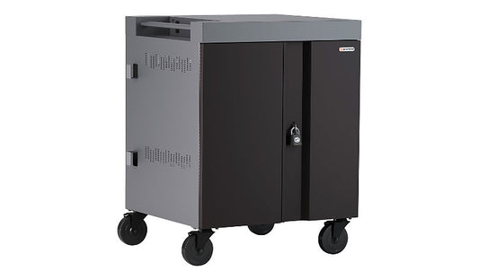 Bretford Cube TVC32USBC Pre-Wired Cart, 32 Devices, Plat. Black, CDW32PREWUSBC