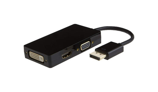 Axiom 3-in-1 DisplayPort to HDMI / DVI / VGA Adapter, 1080p, Black