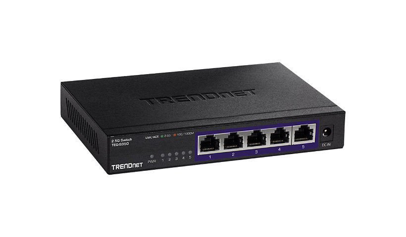 TRENDnet TEG-S350 5-Port 2.5G Unmanaged Gaming Switch, 25Gbps, Fanless