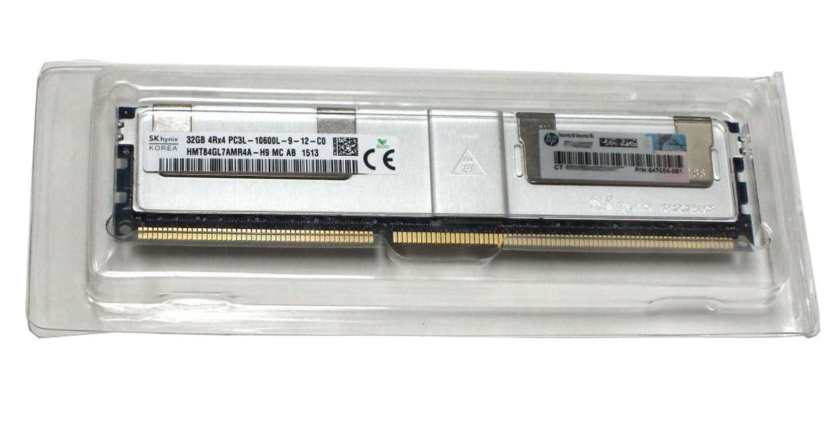HPE 647654-081 32GB DDR3-1333 PC3L-10600 4Rx4 CL9 LRDIMM Low Power Memory for G8