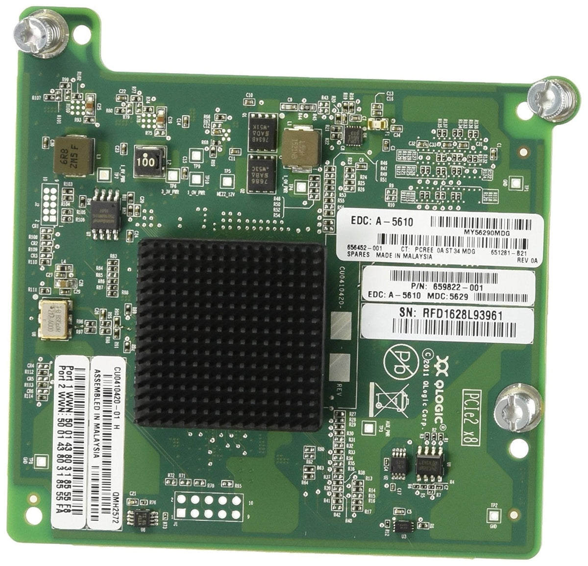 HPE QMH2572 651281-B21 Dual Port 8Gb PCIe 2.0 x4 FC HBA for Gen8 BladeSystem