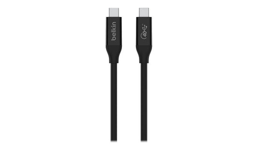 Belkin USB4 USB-C to USB-C Cable, 40Gbps, 100W, 4K, 0.8 m (2.6 ft), Black