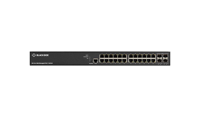 Black Box LPB3028A Managed 24-Port Gigabit PoE+ Switch, 4 x 10G SFP+, 370W