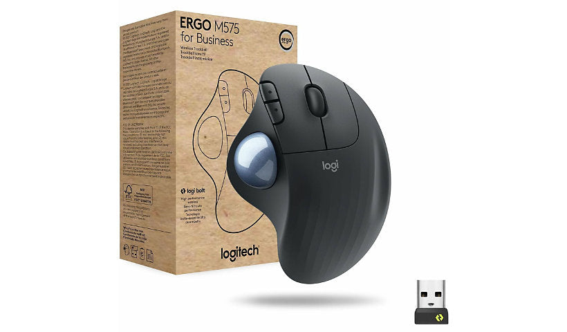Logitech ERGO M575 Wireless Trackball for Business Graphite 910-006197 2 Year
