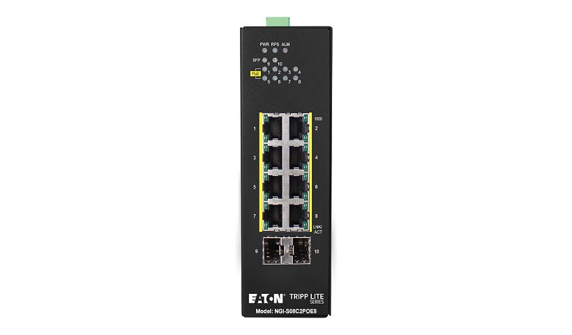 Tripp Lite NGI-S08C2POE8 8-Port Industrial PoE+ Switch, 2x SFP, 240W, DIN
