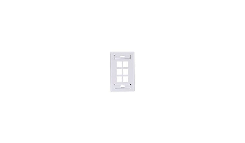 Leviton 42080-6WS QuickPort Single-Gang 6-Port Wall Plate White 1 Year
