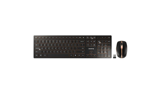 CHERRY DW 9100 SLIM JD-9100US-2 Rechargeable Keyboard Mouse Black Bronze 3 Year