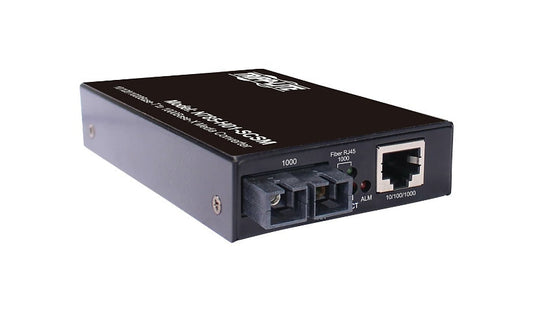 Eaton Tripp Lite Hardened Gigabit Copper to SC Single Mode Fiber Media Converter, 10km, -10 to 60°C, TAA Compliant, Black, N785-H01-SCSM