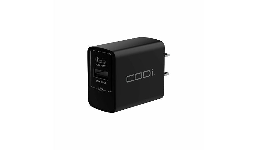 CODi A01102 20W Dual Port Wall Charger USB-C and USB-A