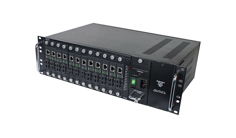 Eaton Tripp Lite 12-Slot Rack Mount Media Converter Chassis for N784-H and N785-H Models, 3U, Black, N785-CH12