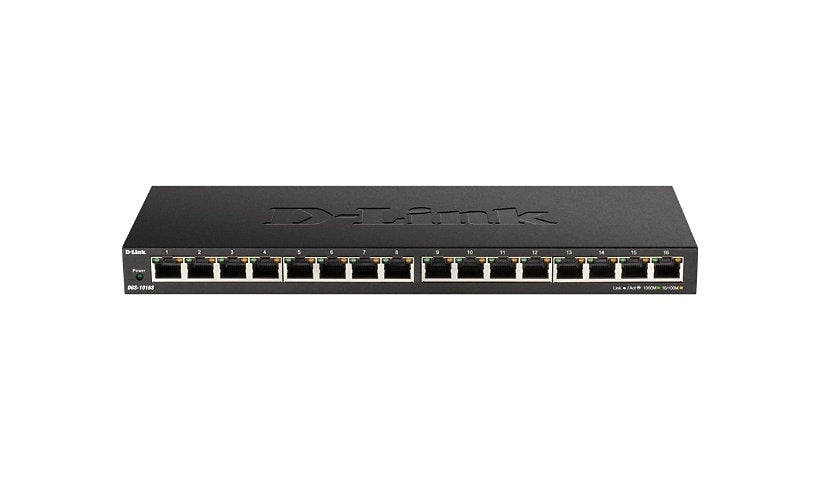 D-Link DGS-1016S 16-Port Gigabit Unmanaged Desktop Switch, Fanless
