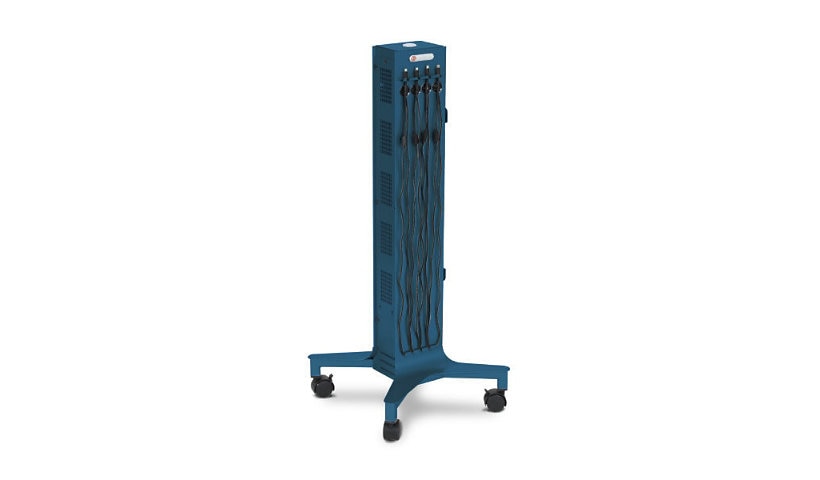 Bretford CUBE Tower Mobile Charging Station, 8 AC Outlets, Topaz Blue