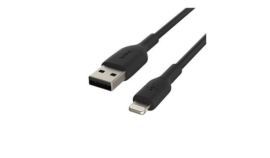 Belkin MFi Lightning to USB-A Cable, 12W, 480 Mbps, 6 in (15 cm), Black