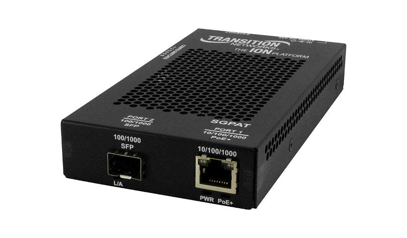 Transition Networks SGPAT1040-105 Gigabit PoE+ SFP to RJ-45 Media Converter