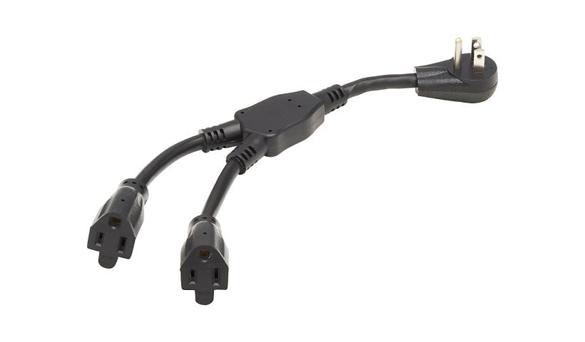 Tripp Lite P024-001-15D-2 Right-Angle 5-15P to 2x 5-15R Y Splitter 1 ft 15A