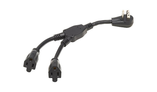 Tripp Lite P024-001-15D-2 Right-Angle 5-15P to 2x 5-15R Y Splitter 1 ft 15A