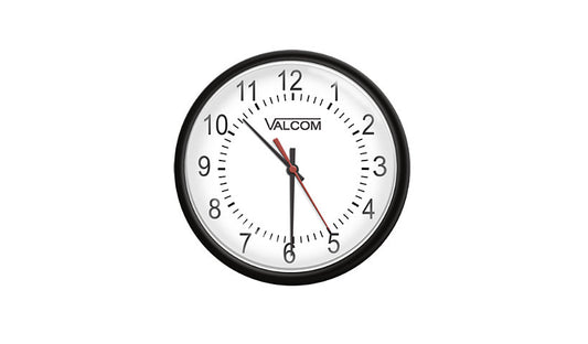 Valcom V-AW12B Wireless Analog Wall Clock, 12in, Black/White
