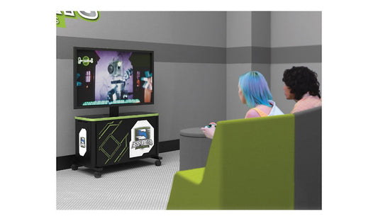 Spectrum Console Gaming Hub Cart, TV + 3 Consoles, Black/Royal Blue
