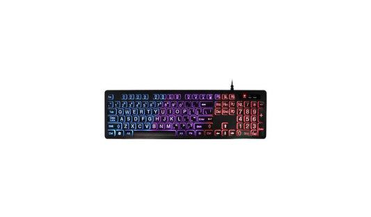 Aluratek Large Print Tri-Color Backlit USB Keyboard AKBLED01FS 1 Year