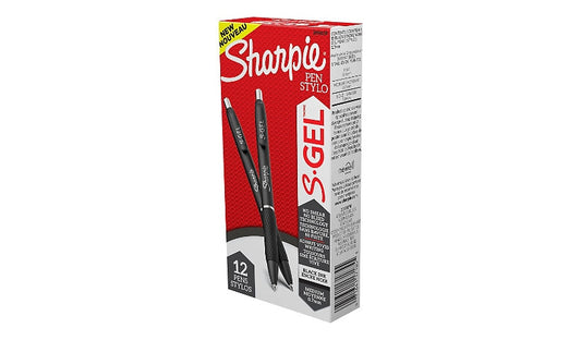 Sharpie S-Gel Retractable Gel Pens, Medium 0.7mm, Black, 12-Pack, 2096159