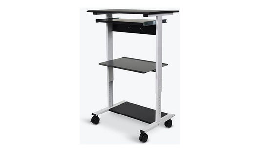 Luxor STAND-WS30 Stand-Up Workstation Cart, 3 Adjustable Shelves