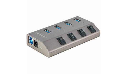 StarTech.com 4-Port USB 3.0 Hub, Individual On/Off Switches, 36W, USB-A/C Host