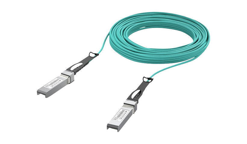 Ubiquiti 20m (66ft) 10GBase-AOC SFP+ to SFP+ Active Optical Direct Attach Cable, Aqua, UACC-AOC-SFP10-20M
