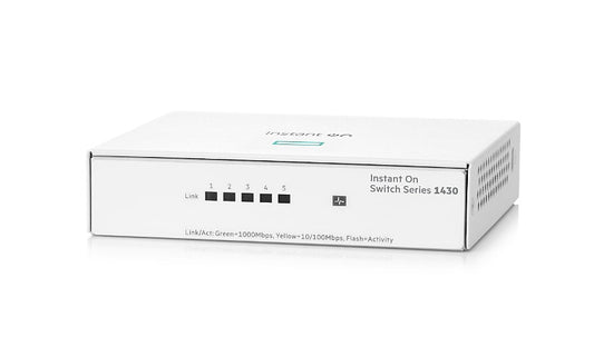 HPE Instant On 1430 R8R44A 5-Port Gigabit Unmanaged Switch, Fanless