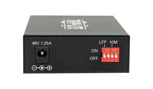 Eaton Tripp Lite Gigabit LC Multimode Fiber to Ethernet PoE+ Media Converter, 850nm, 550m, International Power Cables, Black, N785-INT-PLCMM1