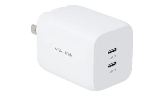 VisionTek 65W GaN II 2 Port USB-C Power Adapter 901536 1 Year