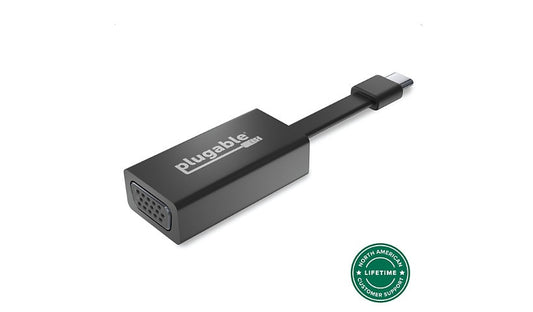 Plugable USB-C to VGA Adapter, 1920x1200 60Hz, Flat Cable, Driverless