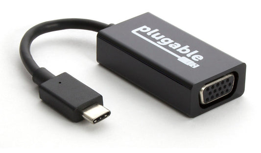 Plugable USB-C to VGA Adapter, 1920x1200 60Hz, Thunderbolt 3, Driverless