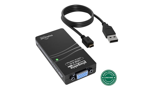 Plugable USB 2.0 to VGA Display Adapter, 1920x1080, DisplayLink DL-165