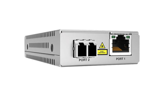 Allied Telesis AT-MMC2000LX/LC Gigabit Mini Media Converter, RJ-45 to LC Single Mode 1310nm, 20km, TAA Compliant, Gray, ATMMC2000LX/LC960