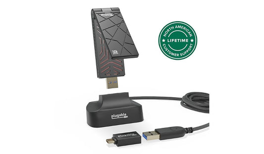 Plugable USB Wi-Fi 6 Adapter, AX1800 Dual-Band, USB 3.0 with USB-C Adapter