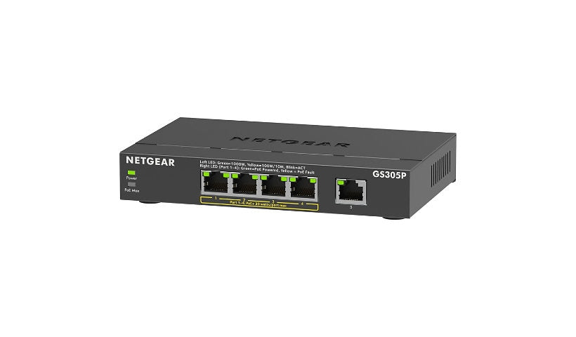 Netgear GS305P-300NAS 5-Port Gigabit PoE+ Unmanaged Switch, 63W