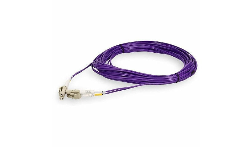 Proline 1m (3.3ft) LC to LC OM4 Multimode (MMF) Duplex Fiber Patch Cable, 50/125 µm, Riser-Rated OFNR, Purple, TAA Compliant, PRO-LC-LC-1M5OM4-PE-TAA