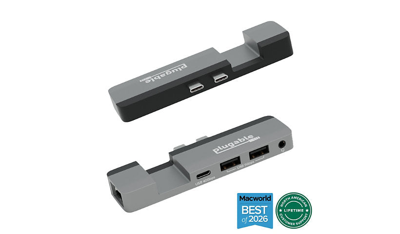 Plugable MacBook Pro/Air USB-C Hub (5-in-1), TB4/USB4 Port, GbE, 100W PD