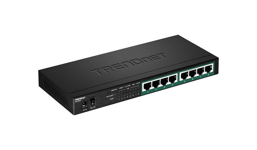 TRENDnet TPE-TG84 Fanless PoE+ Switch, 8 x Gigabit PoE+, 120W Budget, Metal