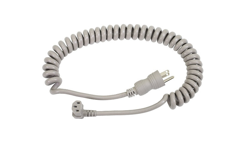 Ergotron 98-625 Coiled Hospital-Grade Power Cord NEMA 5-15P to C13 Gray 2 Year