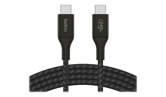 Belkin USB-C Cable, 240W PD 3.1, Braided Nylon, USB 2.0, 2 m (6.6 ft), Black