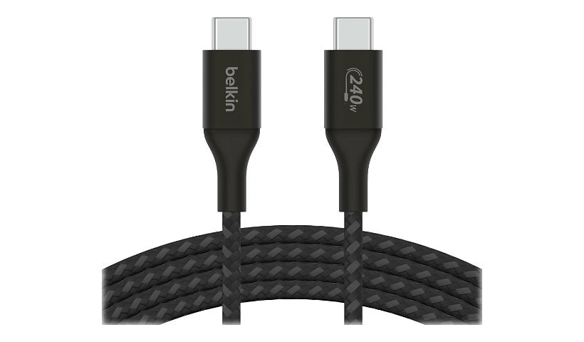 Belkin USB-C Cable, 240W PD 3.1, Braided Nylon, USB 2.0, 2 m (6.6 ft), Black