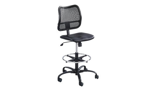 Safco Vue Extended-Height Mesh Chair, Vinyl Seat, Black, 3395BV